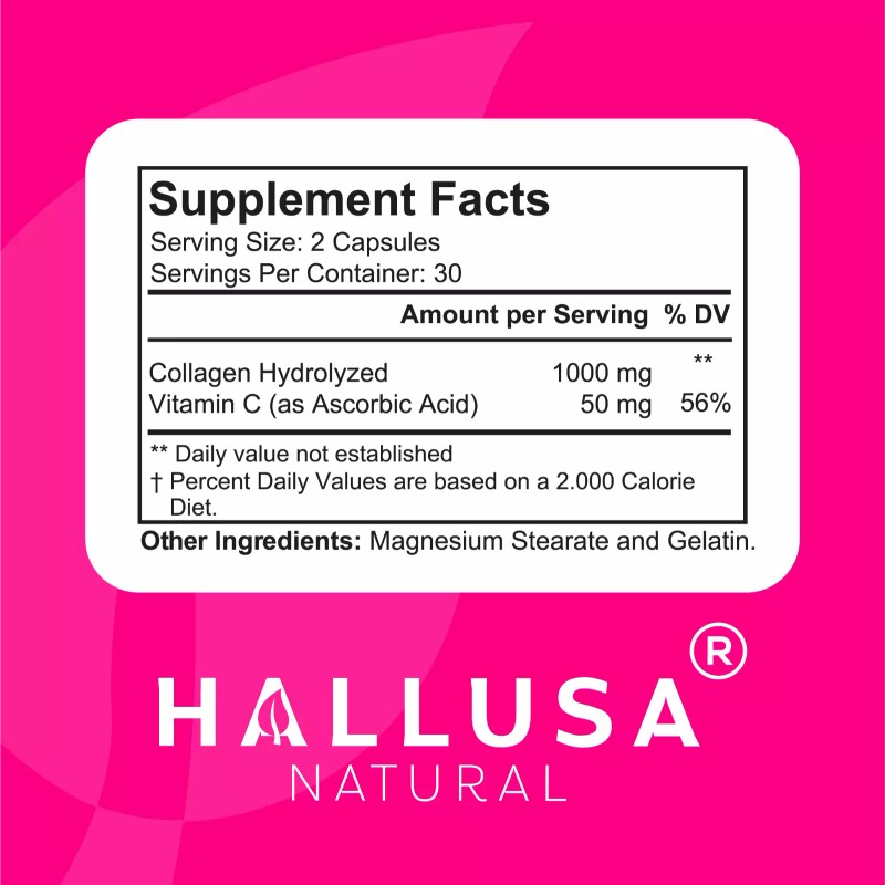 HALLUSA NATURAL HYDROLYZED COLLAGEN Complex - Vitamin C - Collagen