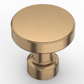Amerdeco 10 Pack Champagne Bronze Kitchen Cabinet Knobs and Pulls - Single Hole Round Gold Drawer Knobs for Bathroom Cabinets K0012