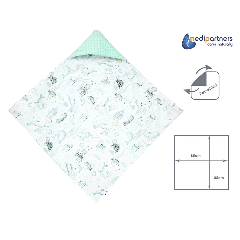 Medi Partners Swaddling Blanket 100% Cotton 85x85cm Double-Sided Multifunctional Plush