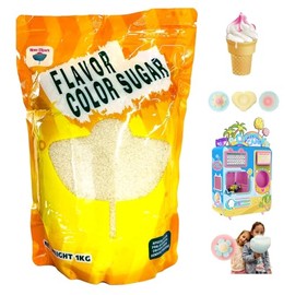 Special Made Flavored Colored Cotton Candy Sugar for Automatic Cotton Candy Vending Machine, Particle Size: 2 mm (Mesh Size = 15), Falvor: Milk, 1KG/Bag (White)