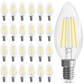 GvvooHome Candelabra Light Bulbs 40 watt, Chandelier Light Bulbs Non-Dimmable E12 LED Bulb, B10 Candle Light Bulbs 5000K Daylight, 90+CRI, 400LM, Cear Glass, 24 Pack