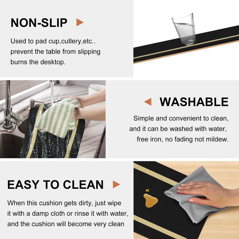 PullinTimes Set of 6 place mats, washable PVC, heat resistant,