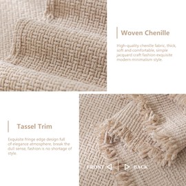 DREAMINGO Couch Covers for Sofa, Jacquard Chenille Sofa Covers Washable, Modern Furniture Protector for 3 Cushion Couch, Universal Throw Slipcover with Tassel Edge, Khaki, XX-Large 71"x150"