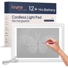 iVyne Rechargeable A4 Light Pad for Tracing & Weeding - LED Light Board for Weeding Vinyl - for Cricut Vinyl Weeding Tools - Ultra-Thin & Portable - Perfect for Artists & Crafters - White
