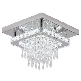 US Warehouse Custom Smart LED Stainless Steel Contemporary Chandelier Ceiling Light for Home Living RoomColor: cool white, Lamp Power(W): 19W led W25*H20cm, Number of Lights: 1 Bulb, Support Dimmer: No