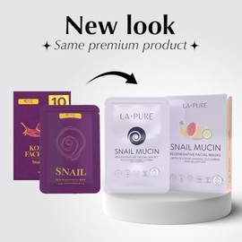 Máscara facial coreana de LA PURE – Hoja hidratante, máscara de caracol de belleza, cuidado de la piel coreana antiarrugas, paquete de sábanas antienvejecimiento, máscara hidratante, máscara facial profunda hidratante, 10 máscaras faciales para mujeres y hombres