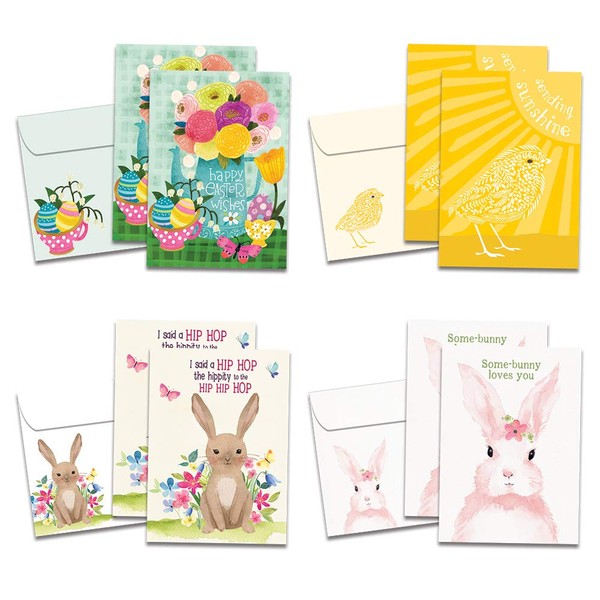 Tree-Free Greetings - Easter Greeting Cards - Artful Designs - 8 Assorted Cards + Matching Envelopes - Made in USA - 100% Recycled Paper - 5"x7" - Sunshine Season Easter (GA54274)