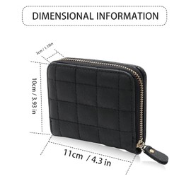 FuninCrea Women's Purse, PU Leather Wallet with Multiple Card Slots, Credit Card Holder for Women with Zipper, Plain Wallet with Embroidered Pattern for Women, Girls, black, S, Minimalist