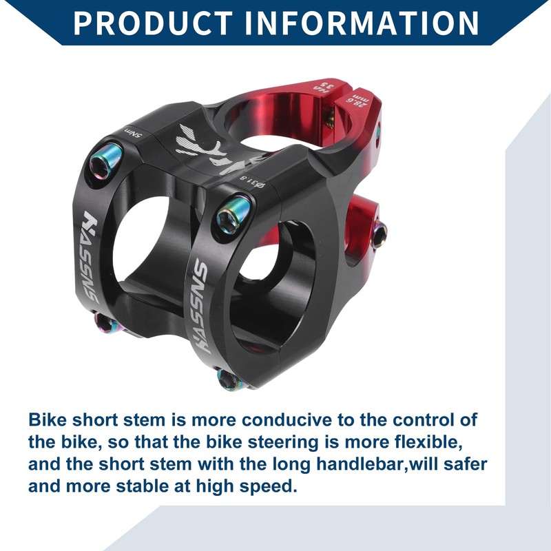 Hihaha Bike Stem/Short Handlebar Adjustable Stem/for Bike/ 1Pcs Red Black