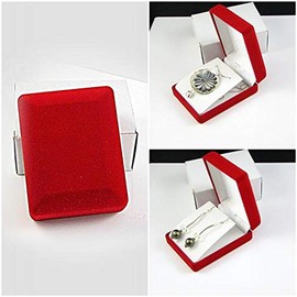 RJ Displays-4 pack Plush Flocked Velour Necklace Pendant Earring Gift Boxes Packaging, Jewelry Retail Showcase Displays, Museum Display and Trade Show jewelry Display