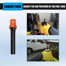 Tecledsn 2PCS Motorcycle Gas Cap Gas Tank Fuel Cap, Fuel Gas Tank Cap Breather Vent Hose, Universal CNC Tank Valve Vent Tube with Chekc Ball Breather for ATV Quad CRF YZF RMZ Pit Dirt Bike (Orange)