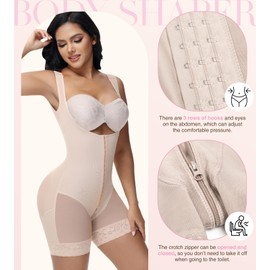 SHAPSHE Fajas Moldeadoras De Cintura Y Abdomen Full Body Shapewear Bodysuit Tummy Control Postpartum Faja Body Shaper Tummy Tuck Butt Lifter Post Surgery Compression Garment