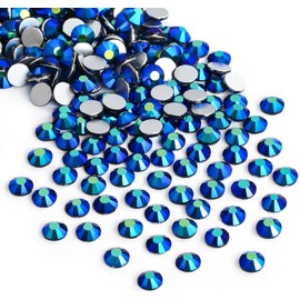 Jollin Glue Fix Crystal Flatback Rhinestones Glass Diamantes Gems for Crafting Nail Art Crafts Decorations Clothes Shoes 2.0mm (ss6 2880pcs, Jet AB)
