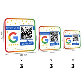 Google Review Stickers | Review QR Code | Review Sticker | Unlimited Scan (9 Google Sticker)