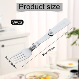 3pcs Forks Replacement for THERMOS FUNTAINER Food Jar 16 Oz, Multifunctional Foldable Forks Replacement Portable Folding Forks Dishwasher Safe Metal Serving for Picnic School Travel Outdoor