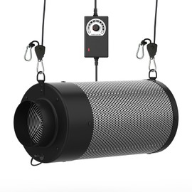 HYDROWE Air Carbon Filter+Fan 4 Inch, 2 in 1 Carbon Filter with Built-in Fan. Australian Virgin Charcoal, Carbon Filter for Grow Tent, Hydroponics, with Speed Control, Prefilter and Hanging Ropes