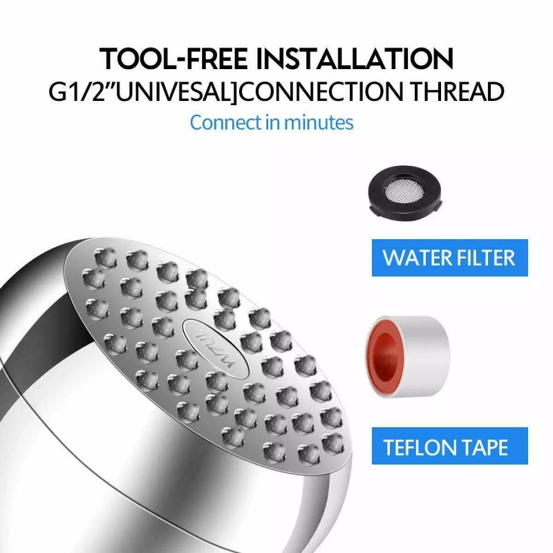 YVZUL High Pressure Shower Head3 Inch Anti-clog Anti-leak Fixed Chrome
