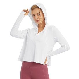 G4Free SPF Shirts for Women Rash Guard Long Sleeve Tops UV Protection Shirts Running Hiking Outdoor (White,M)