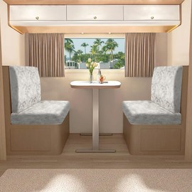 molasofa Leather Like RV Dinette Cushion Covers, RV Booth Seat Cover Stretchable Camper Cushion Couch Covers Washable Slipcovers for Camper Car Bench (2 Backrest Covers & 2 Bench Covers, Beige)