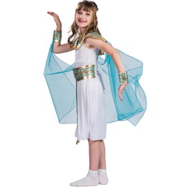 Cleopatra Costume, Soft Polyester Egyptian Costume, Elegant Egyptian Kids, Golden Girls Cosplay Costumes with Accessories for Party Ball, L Kids