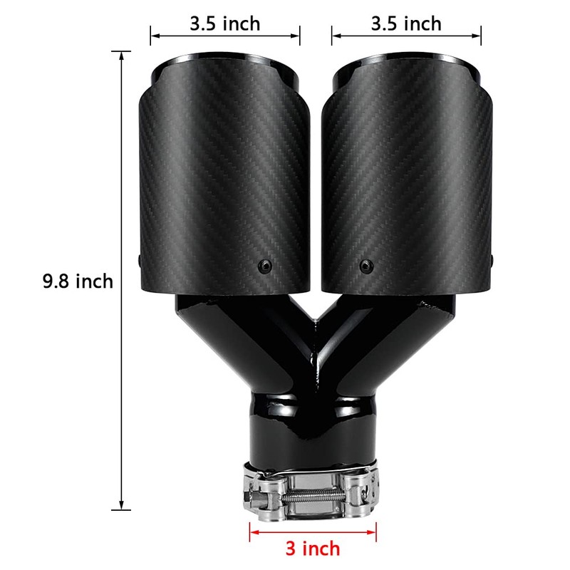 A-KARCK Carbon Fiber Exhaust Tip 3" Inlet to Dual 3.5"