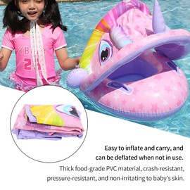 Hilitand Anillo de natación inflable con sombrilla, Juguete acuático para niños y bebés, 1-5 años, 70 cm, PVC, 393 g