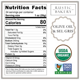 Rustic Bakery Handmade Sourdough Flatbread Cracker Bites - Olive Oil & Sel Gris - Sea Salt Charcuterie Crackers for Cheese Platters or Snacking - Made in California - Pack of 4, 6 Oz Bags