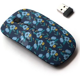 2.4G Wireless Mouse with Cute Pattern Design for All Laptops and Desktops with Nano Receiver - Elegant Colorful Floral