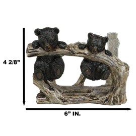 Ebros Rustic Forest 2 Black Bear Cubs Hanging On Tree Branch Napkin Holder