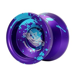 Professional Responsive Yoyo, Aluminum Yo Yo for Kids Beginner, Replacement Unresponsive Ball Bearing for Advanced Yoyo Players + 1 Glove + 5 Yoyo Strings (Purple-Blue)