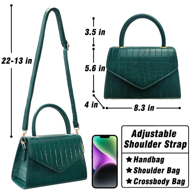 YDSIII Green Top-Handle Handbag Mini Purse for Women Crossbody Bag