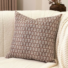 Amor Virisso 20x20 Pillow Covers Floral Pillow Covers Farmhouse Neutral Pillow Covers Decorative Pillows for Couch Accent Sofa Pillows 1PC, Cognac Brown