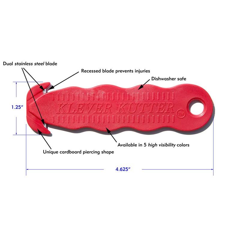 Klever Innovations Cutter Stainless Steel Package Opener, Safety Utility Cutter