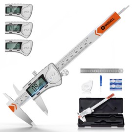 Digital Caliper Measuring Tool, HARDELL IP54 Waterproof Stainless Steel Vernier Caliper 6 Inch with Large LCD Screen, Inch Metric Fraction Conversion,Auto-Off, 3 Batteries&Extra Cover Household/DIY