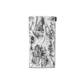 Zaueky Old Village Hand Towel Town Black and White Fishing Ancient Toile Countryside Decorative Bathroom Towels Soft Highly Absorbent Face Towel for Hotel Gym Spa（15X30 Inch）
