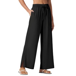 Willit Women's Wide Leg Pants Swim Beach Pants UPF 50+ Lightweight Travel Pants Quick Dry Sun Protective 29" Black L