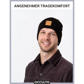 Occulto Leather Patch Winter Beanie Hat -