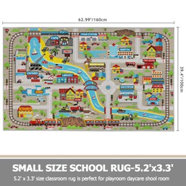 Capslpad Kids Rug for Playroom 3'3" x 5'2" Educational Learning Kid Play Area Rug Large Traffic Road Cars Play Mat for Kids Toy Nursery Rug Carpet for Living Room Home Decor, Tan