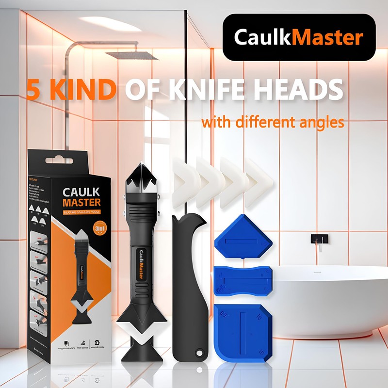 CaulkMaster Silicone Caulking Tool 3-in-1 Caulk Remover & Application Scraper,