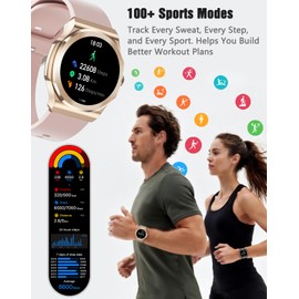 TAYSHILEY Smart Watch with Bluetooth Call, 1.27" HD Fitness Tracker with 100+ Sports Modes, Sleep Monitor, Custom Watch Faces, IP67 Waterproof Smartwatch for Android iOS (Rose Gold)