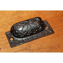 Antique Victorian Cast Iron Detailed 3" Bin Apothecary Cupboard Drawer Pull L-45