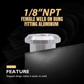 OXCANO 1/8" NPT Female Aluminum Weld on Bung Weldable Fitting Female Threaded Stepped Weld on Bung Fitting 2PCS