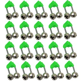Fishing Bell Fish Bait Alarm Fishing Tackle Bite Alarm Clamp Glowing Double Bells Rod Clip Tip Fishing Bells Night Ground Fishing Accessories Loud Sound Bite Fishing Rods for Sea Fishing, Pack of 20