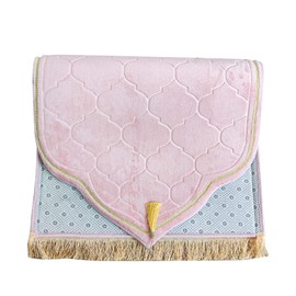 Muslim Prayer Mat, Thick Soft Velvet Muslim Rug, Portable Muslim Prayer Rug, Turkish Prayer Carpet,Janamaz Sajada Carpet for Men and Women Plain Solid Prayer Mat Ramadan Eid Gift.- Pink