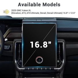 2025 Yukon Rear Media Screen Protector Glass for 2025 GMC Yukon XL (Elevation, AT4, AT4 Ultimate, Denali, Denali Ultimate) 16.8" Infotainment & 12.6" Rear Entertainment Screen Saver Accessories 3Pack