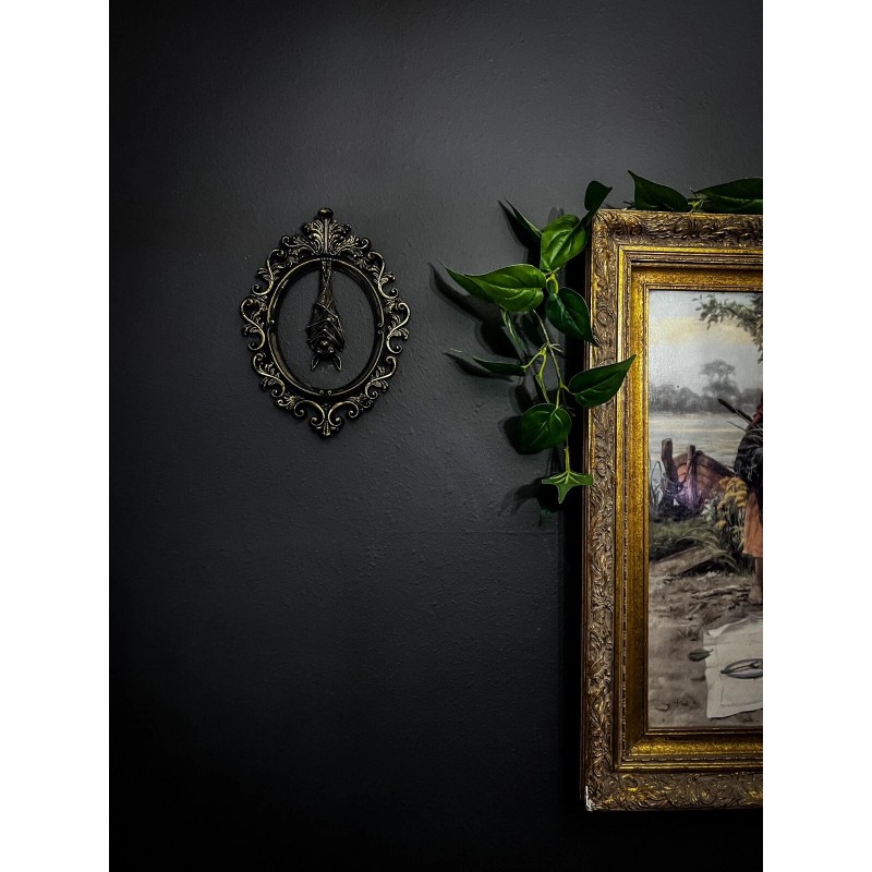 The Grey House Gothic Framed Hanging Bat Wall Decor