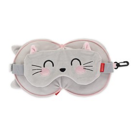 Legami - Travel Pillow with Night Mask, KittyZip Closure, Space Saver, Hook for Convenient Carry, Small Pocket on Back, 16 x 16 cm