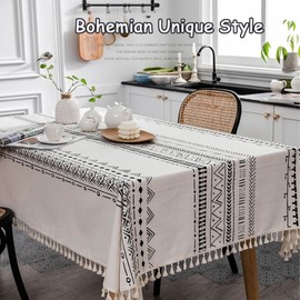 Taoluwin Rectangle Tablecloth, PVC Table Cover, Waterproof & Oilproof Table Cloth for Dining, Kitchen, Parties, Machine Washable, 140 * 180cm (Bohemia)