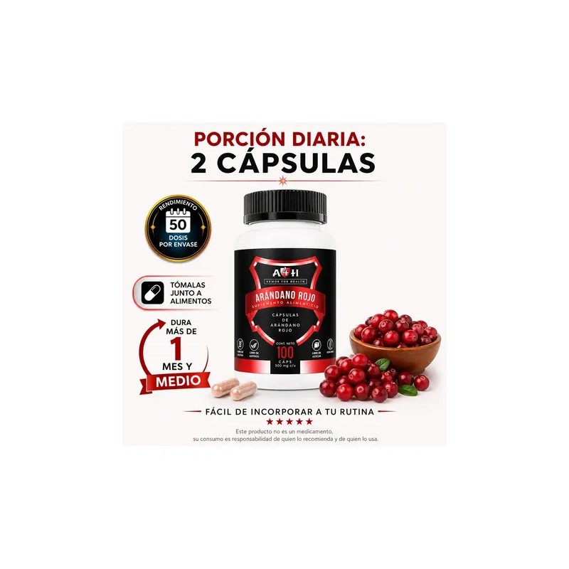 Suplemento Arándanos Rojos Armor For Health 100 Cápsulas 500mg