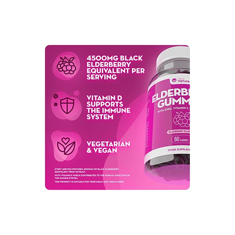 Elderberry Gummies with Zinc, Vitamin C & Vitamin D -